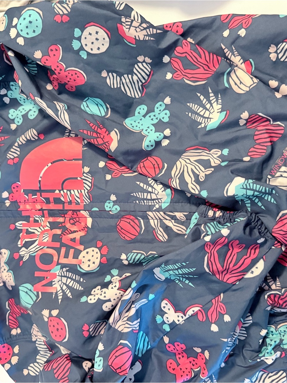 The North Face Kids' Navy Cactus Print windbreaker  - Pink & Teal Accents